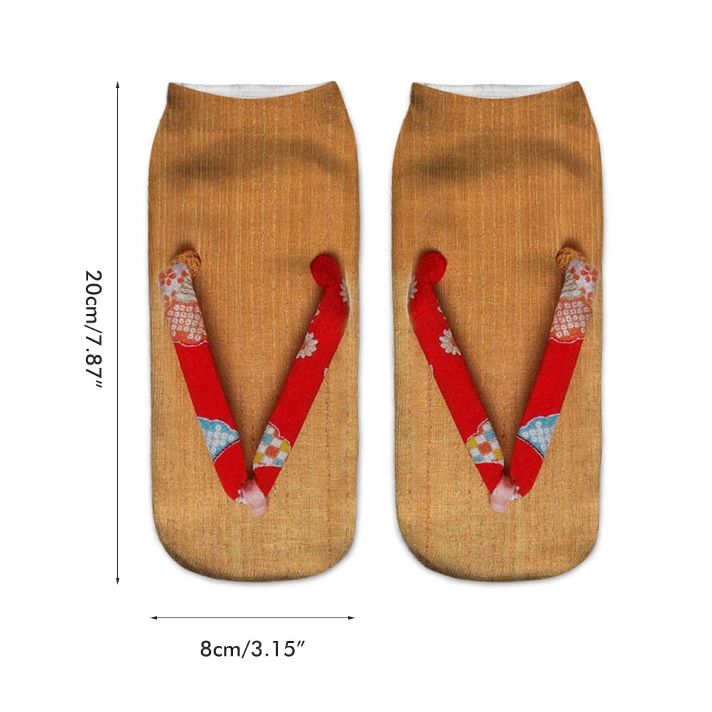 Srliya 4 Pairs Funny Flip Flop Socks- Manicure Print One Size Short, 4 Color