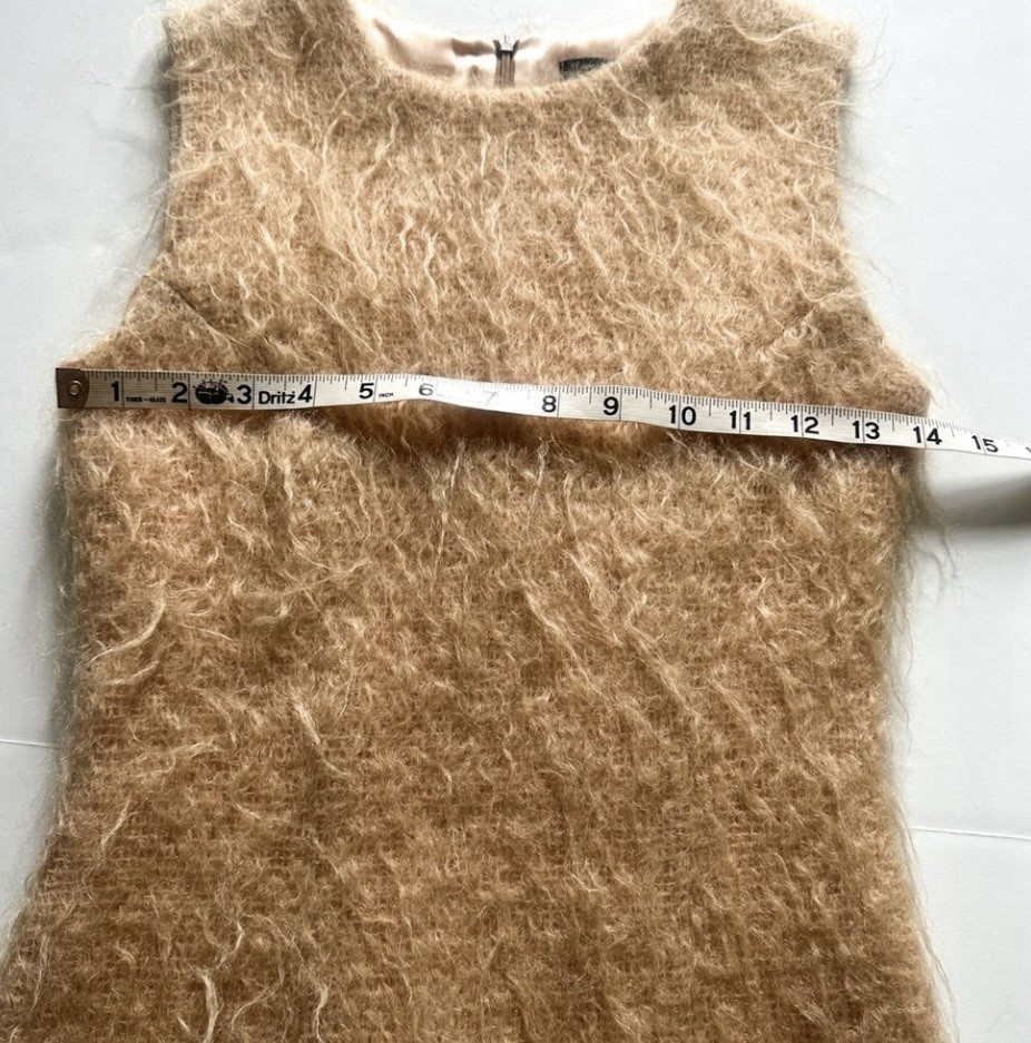 Plein Sud Rare Vintage Fuzzy Mohair/Wool Cream Sheath Dress F 36 US 4 Lined