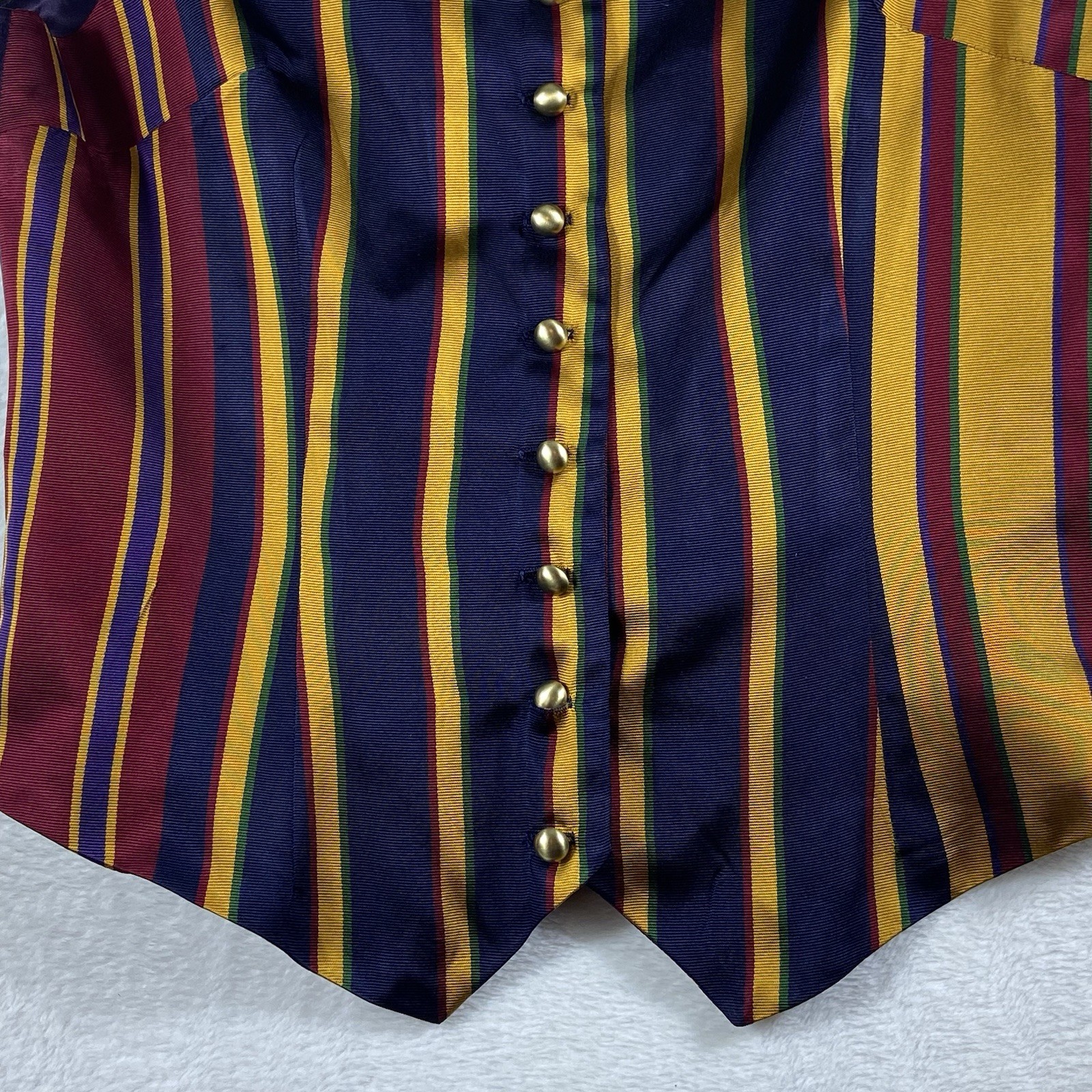 Bushwacker USA Vintage Striped Vest Women’s Size 10 Purple Gold Multi Color 90s