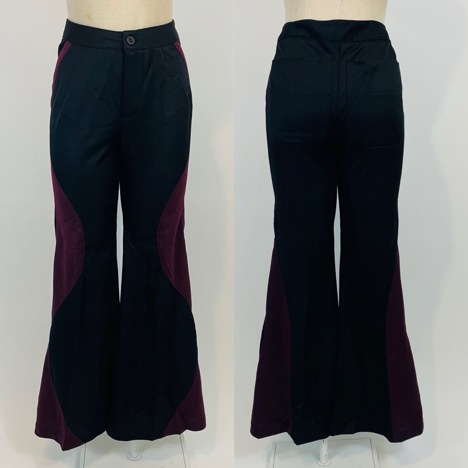 Vintage 90s Space Girl-Z High Rise Ultra Flare Pants Womens Size 25 Purple Black