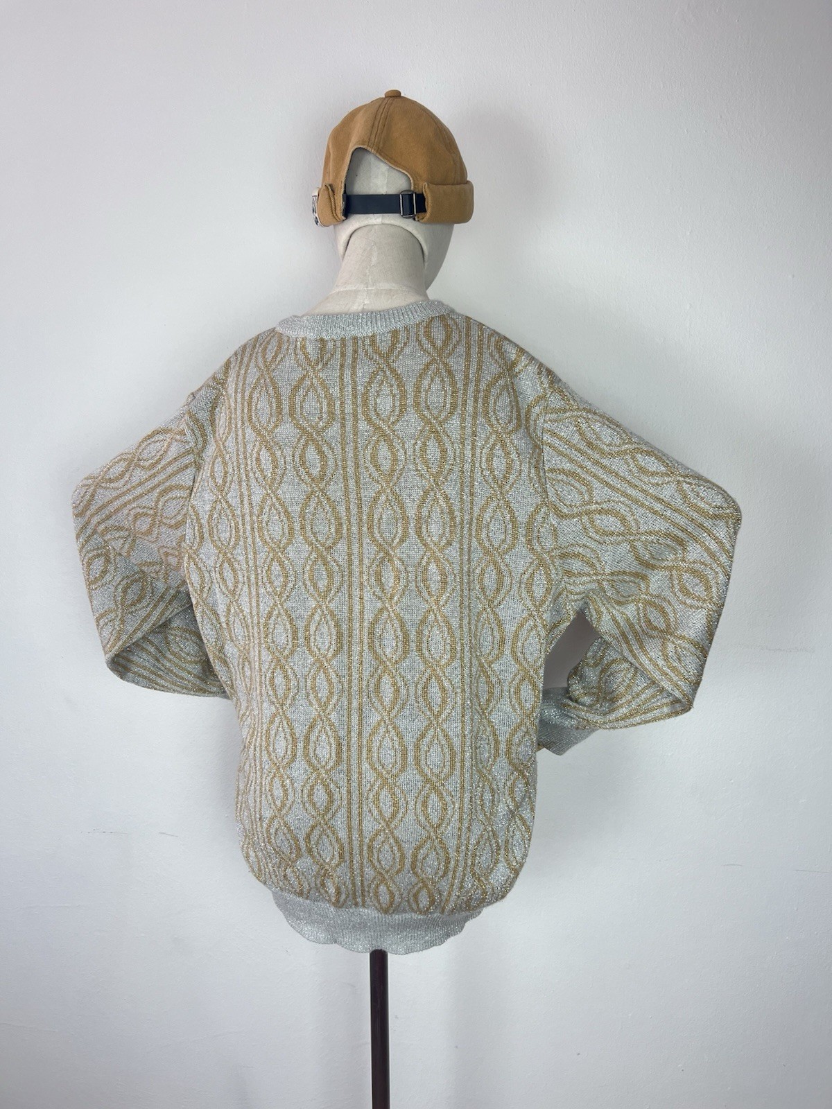 LILLY Of CALIFORNIA 80’s Vintage Women’s Silver & Gold Lurex Cardigan Sweater XL