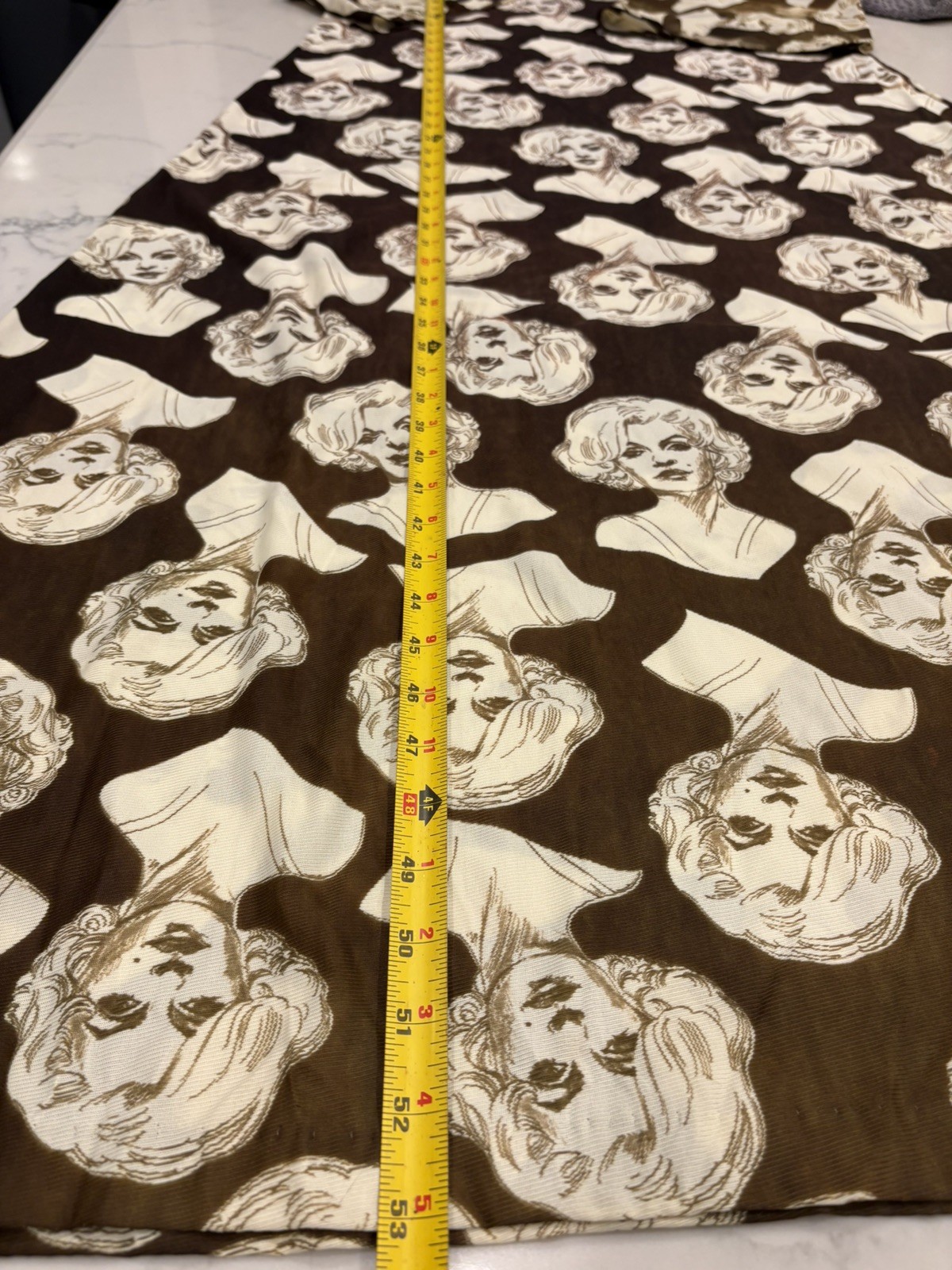 Vintage Rare 1970s Elle Casuals Cream Brown Marilyn Monroe Print Maxi Dress Sm