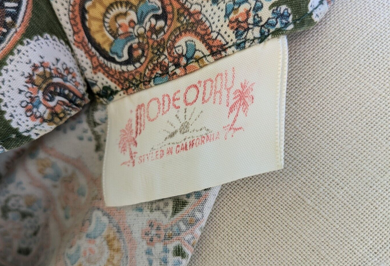 Vintage Mode O’Day Paisley dress Brown, Orange, Green, Yellow 50’s/60’s