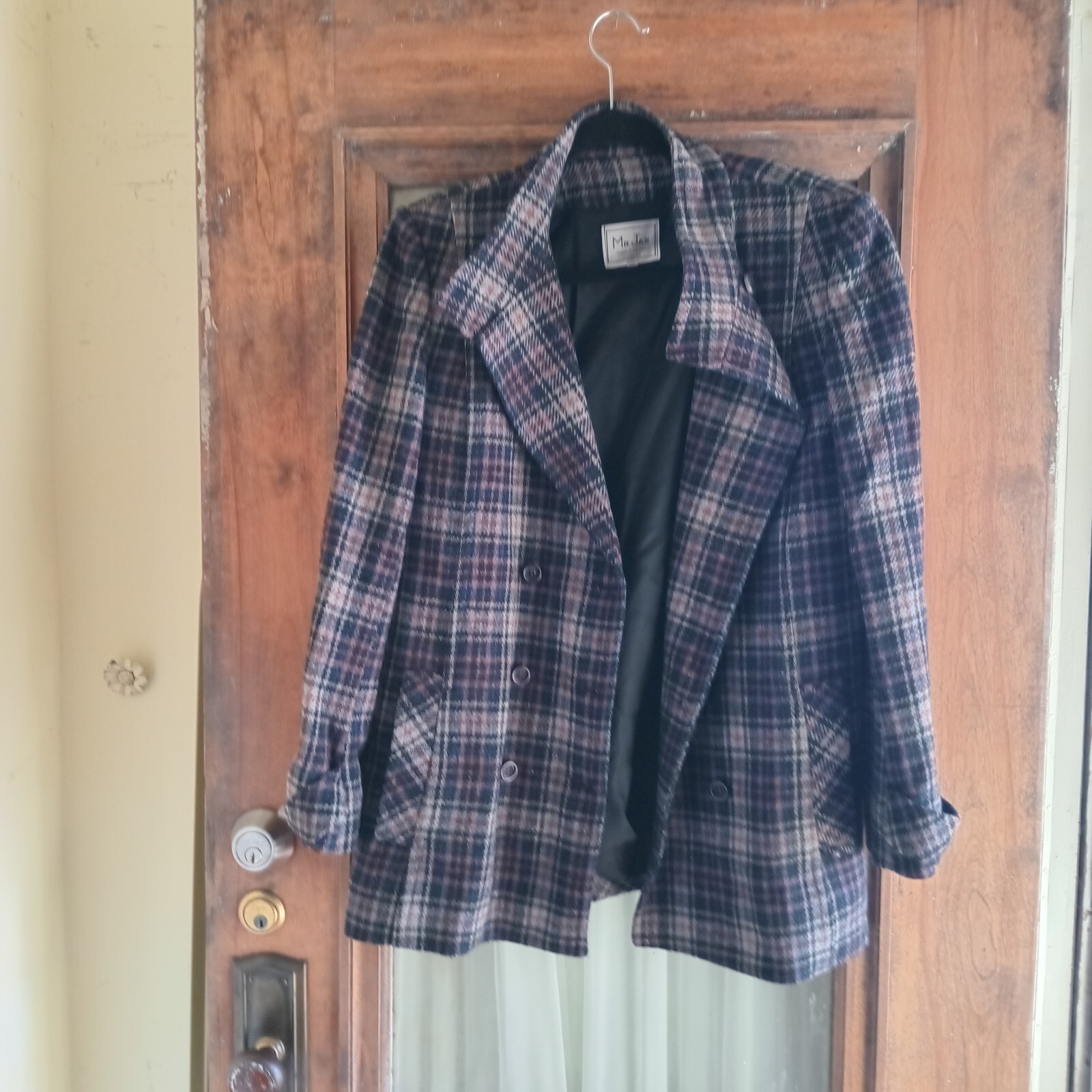 Vintage 80s Mr. Jax Navy Plaid Blazer Jacket 8