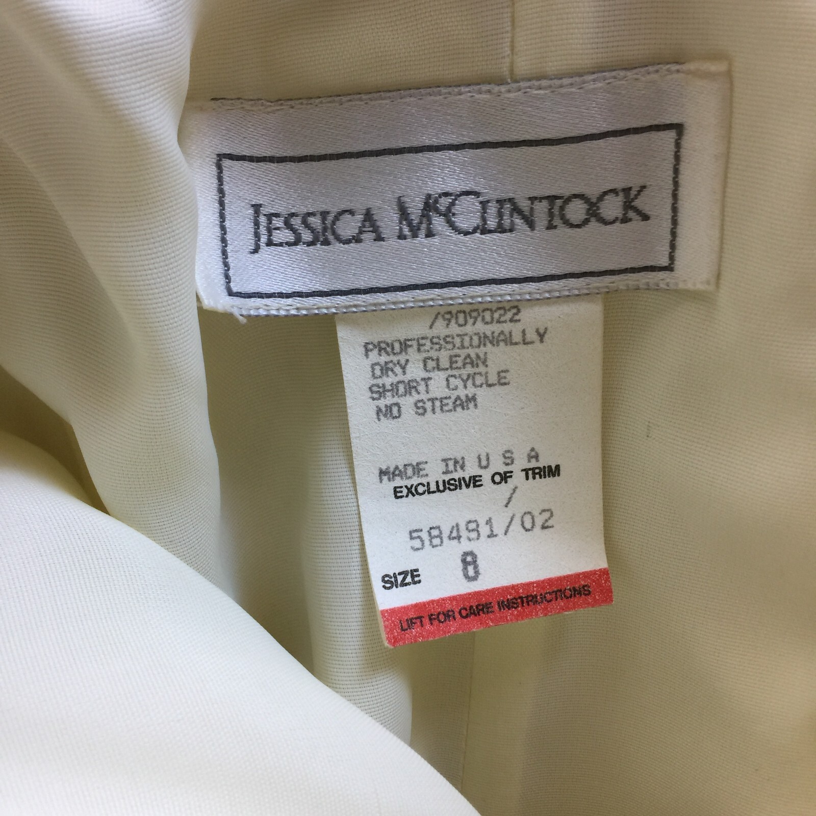 Vtg Jessica McClintock Size 8 Womans Wedding Formal Dress Beige Off the Shoulder