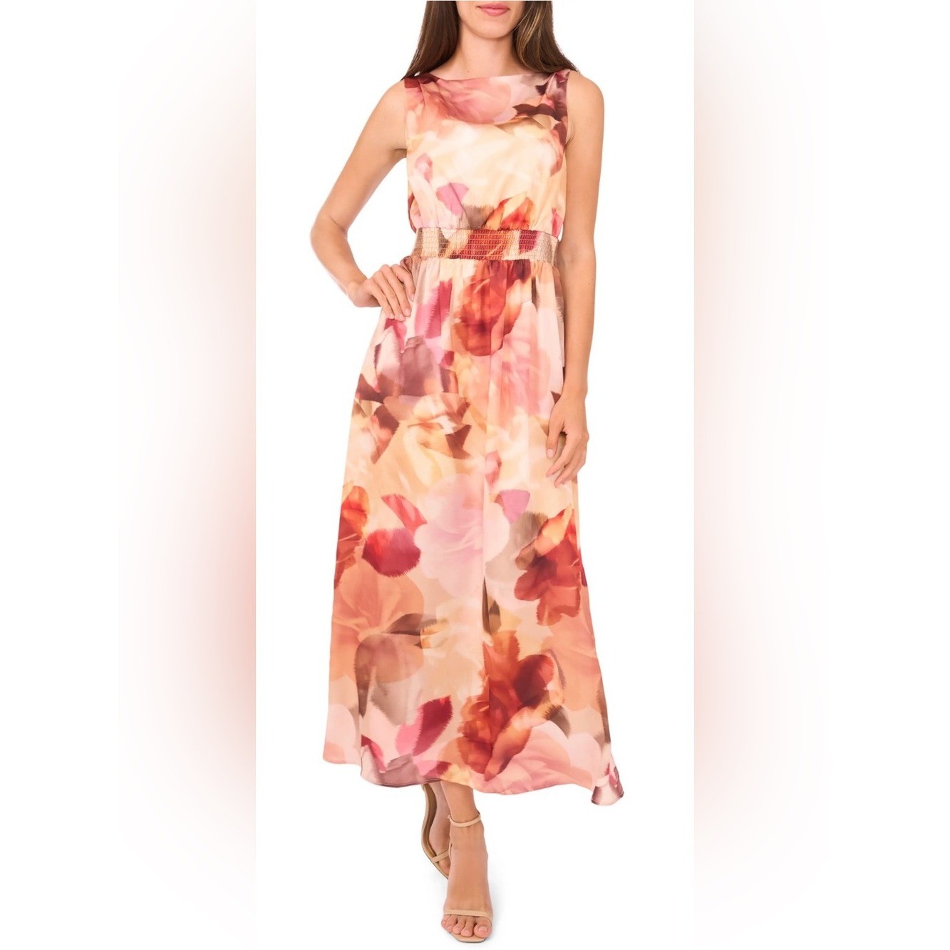 Halogen Floral Satin Maxi Dress Wedding Guest Garden Party Size S