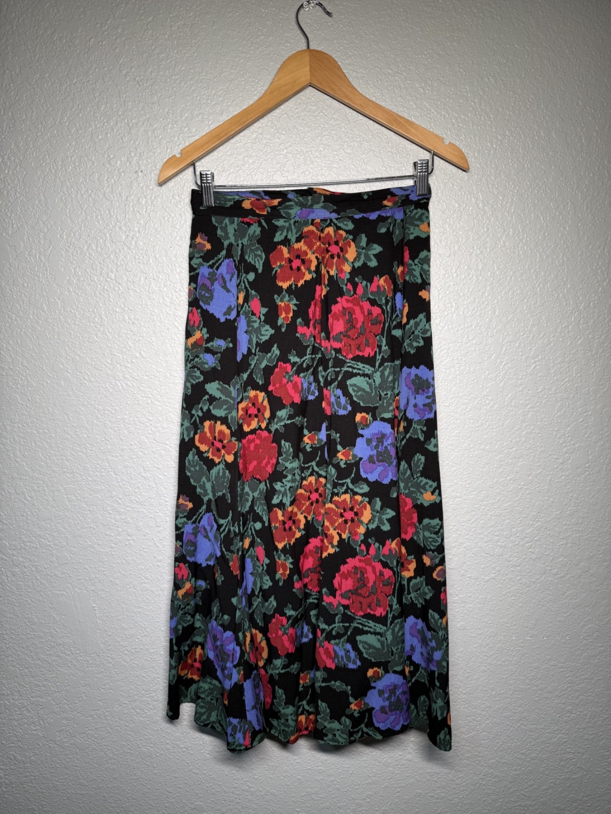 vintage 90s cottagecore y2k black floral soft maxi festival skirt