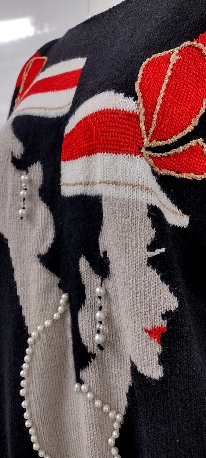 Luxe Sweater Maurada 1980s Fashion Flapper Couture Girls RETRO 1930s M/L Boxy