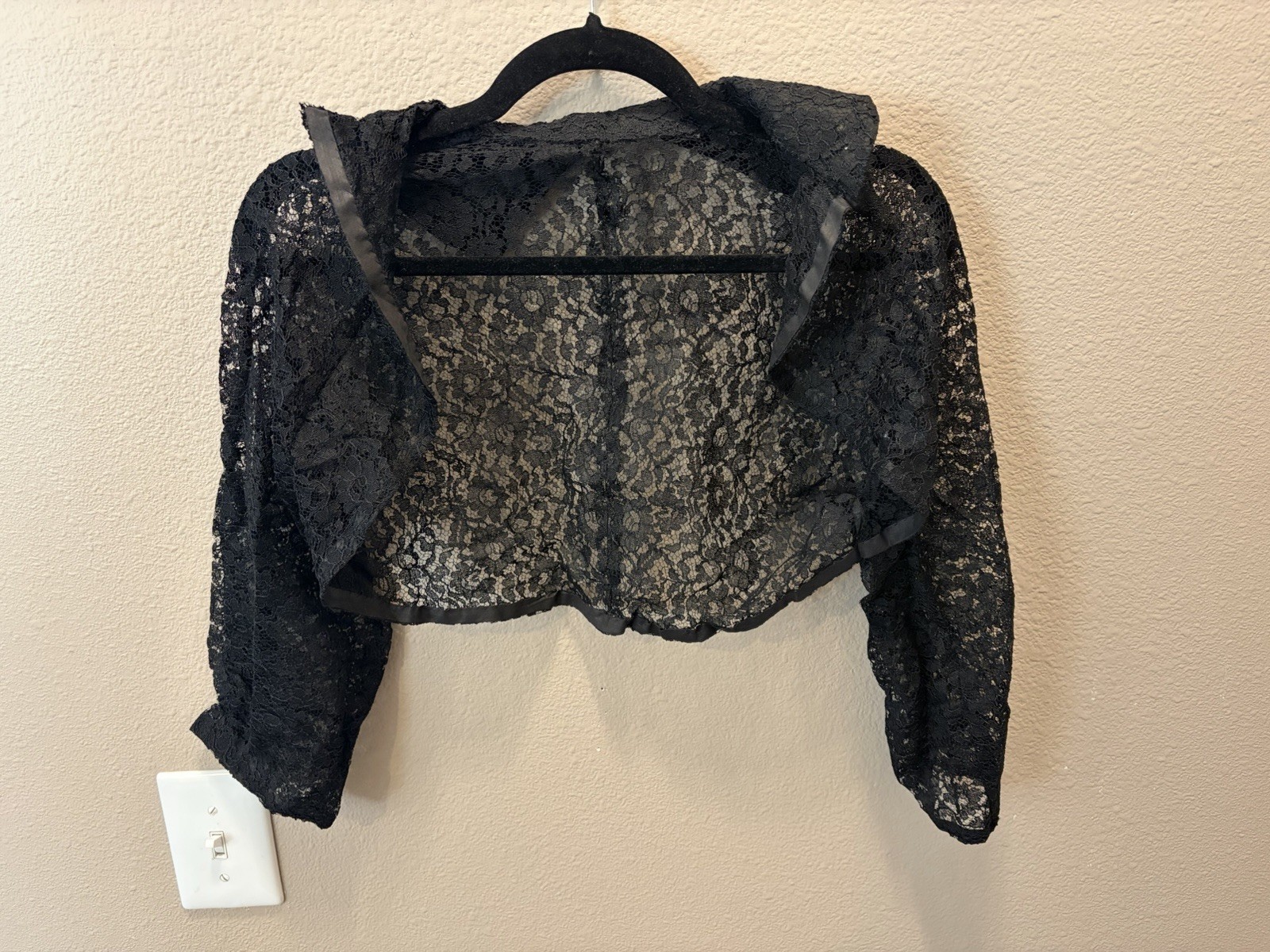 ANTIQUE EDWARDIAN BLACK LACE DRESS JACKET Original 1890s Formal