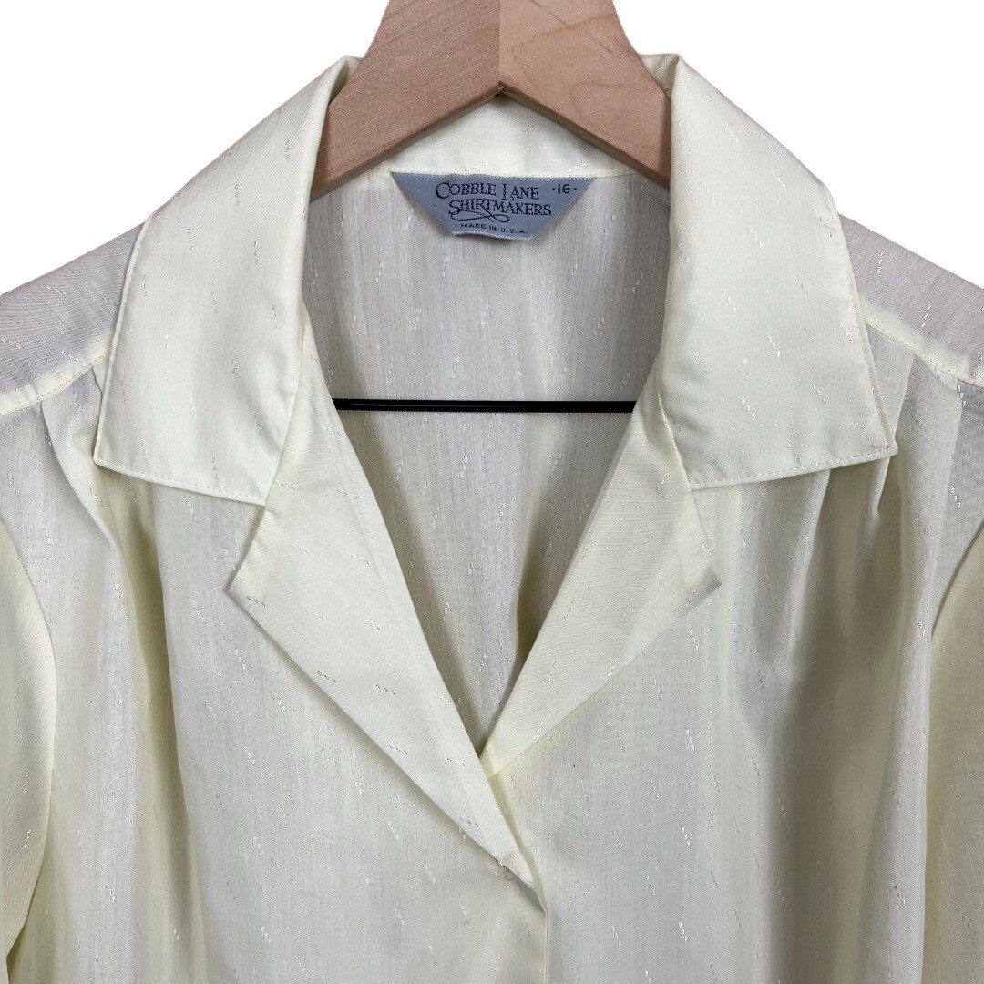 Cobble Lane Vintage 70s 80s Short Sleeve Pastel Yellow Button Down Shirt Size 16