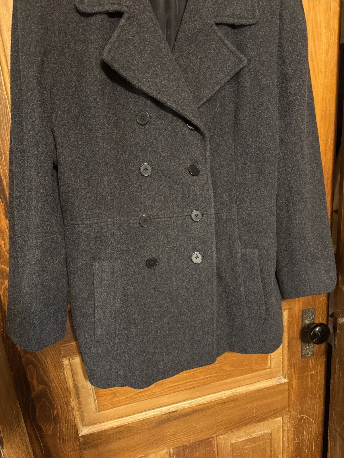 Nice Vintage Ash Black Double Button Down Jason Kole 100% Wool Woman’s Coat