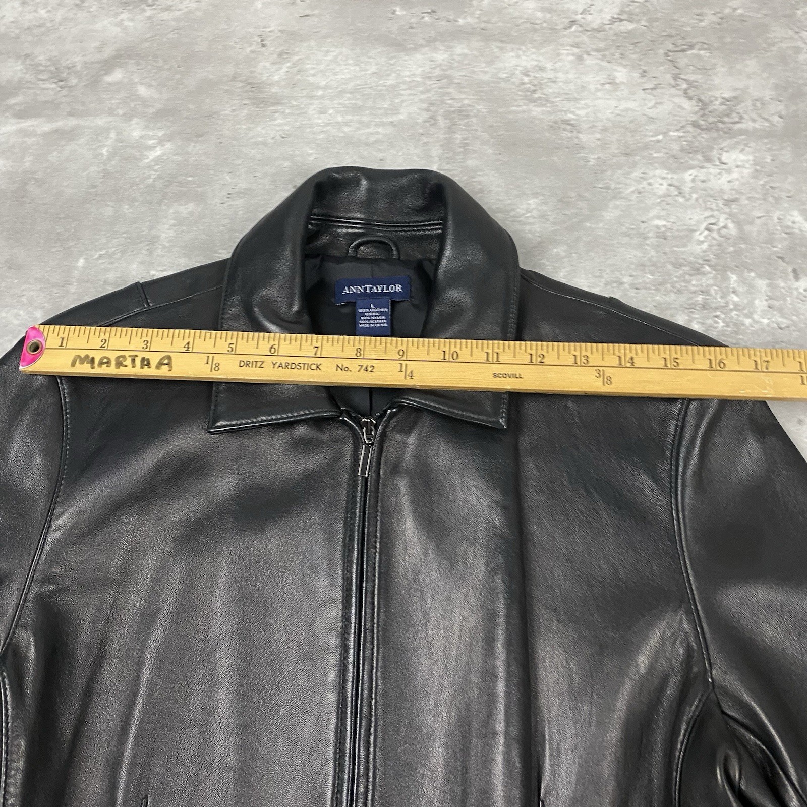vintage 90s ANN TAYLOR black leather jacket L minimalist casual chick
