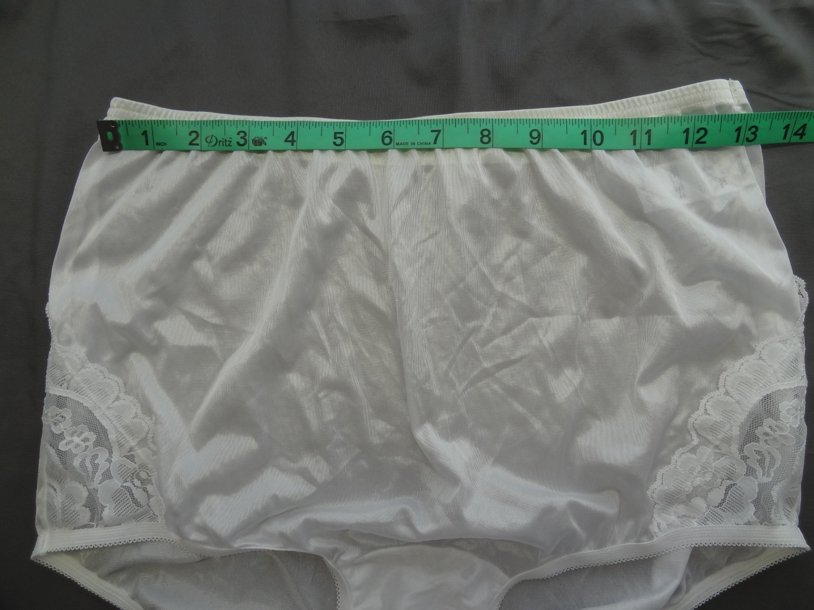 Vanity Fair 7 44 100% Nylon Satin Sheer Hi-Waist Brief Panties White VTG 13-001