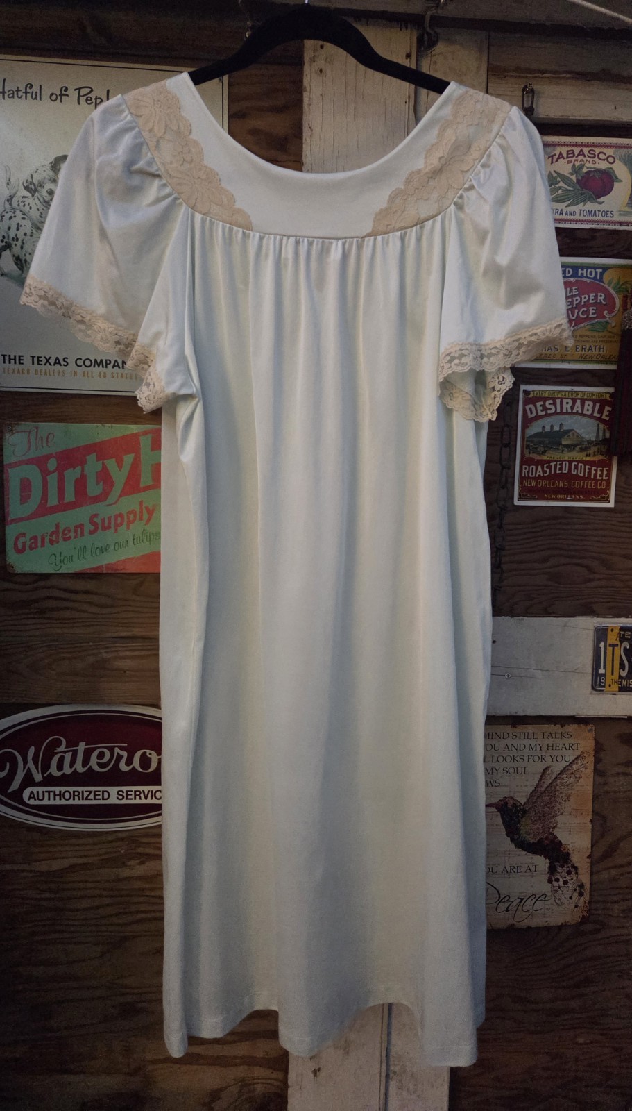 Vintage SANS SOUCI Peignoir 2pc Knee Length Gown & Robe Lace Lingerie Size Large