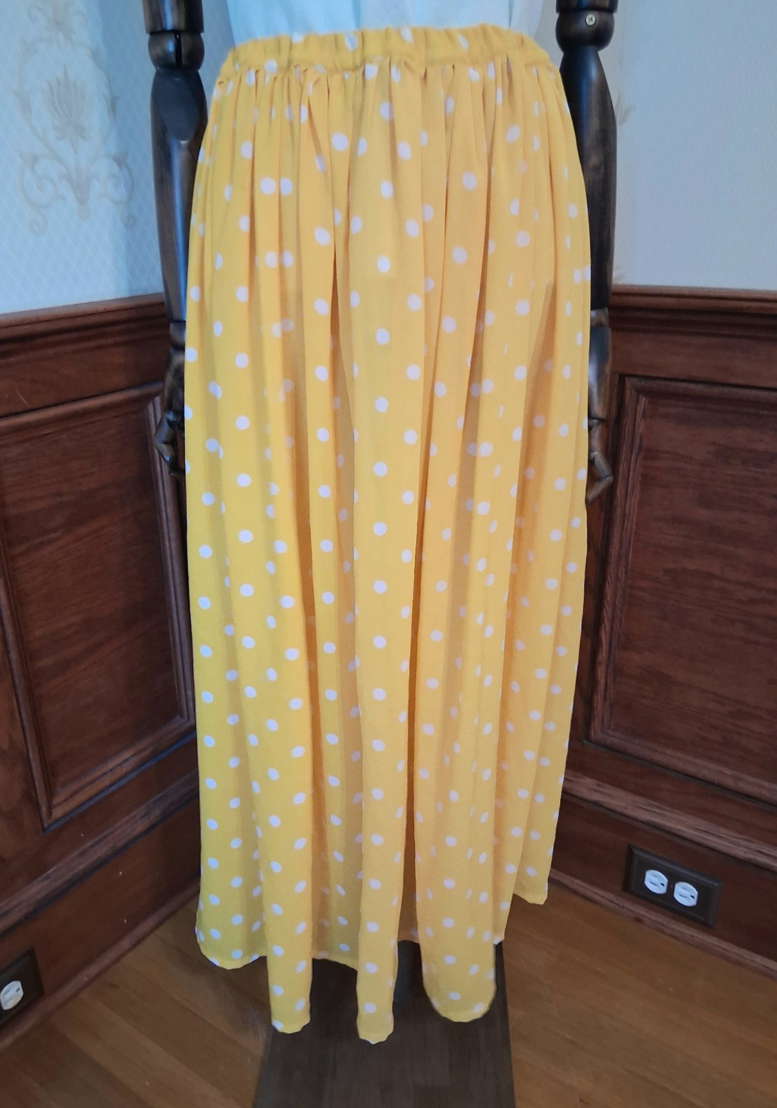 Vintage 1970s/80s Brownstone Studio NY Yellow Polka-dot Cottagecore Skirt, XL-1X