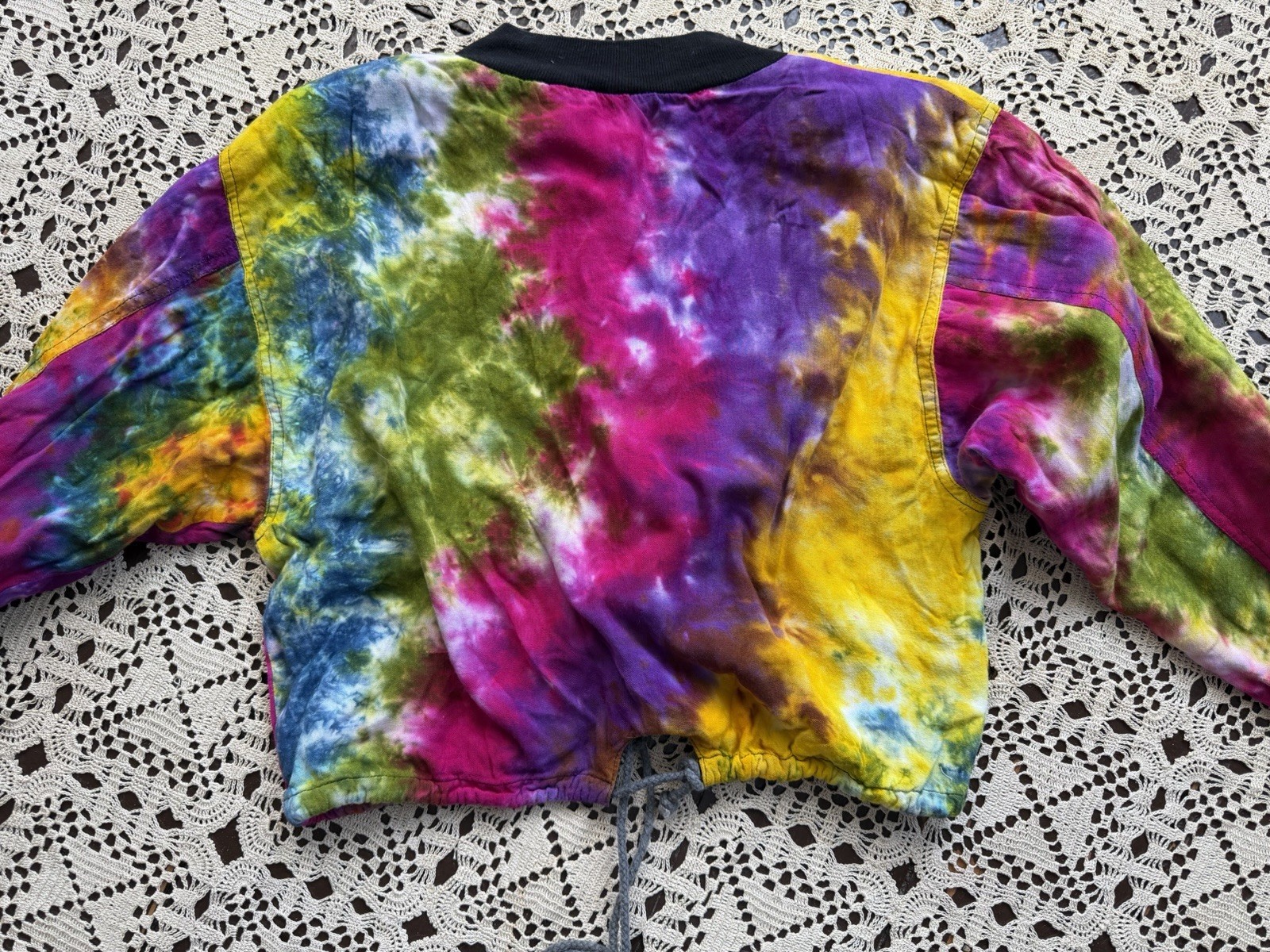 Vintage ‘80s ‘90s Tie Dye Bomber Jacket Soft Rayon India S/M/L