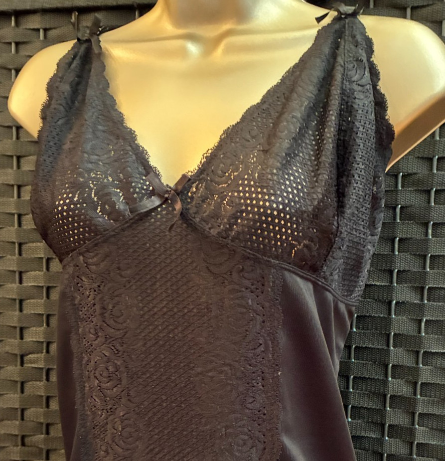 BODYFORM LACE FULL SLIP Short Dress Plus Size 3X Black STRETCH Smoother FEMME