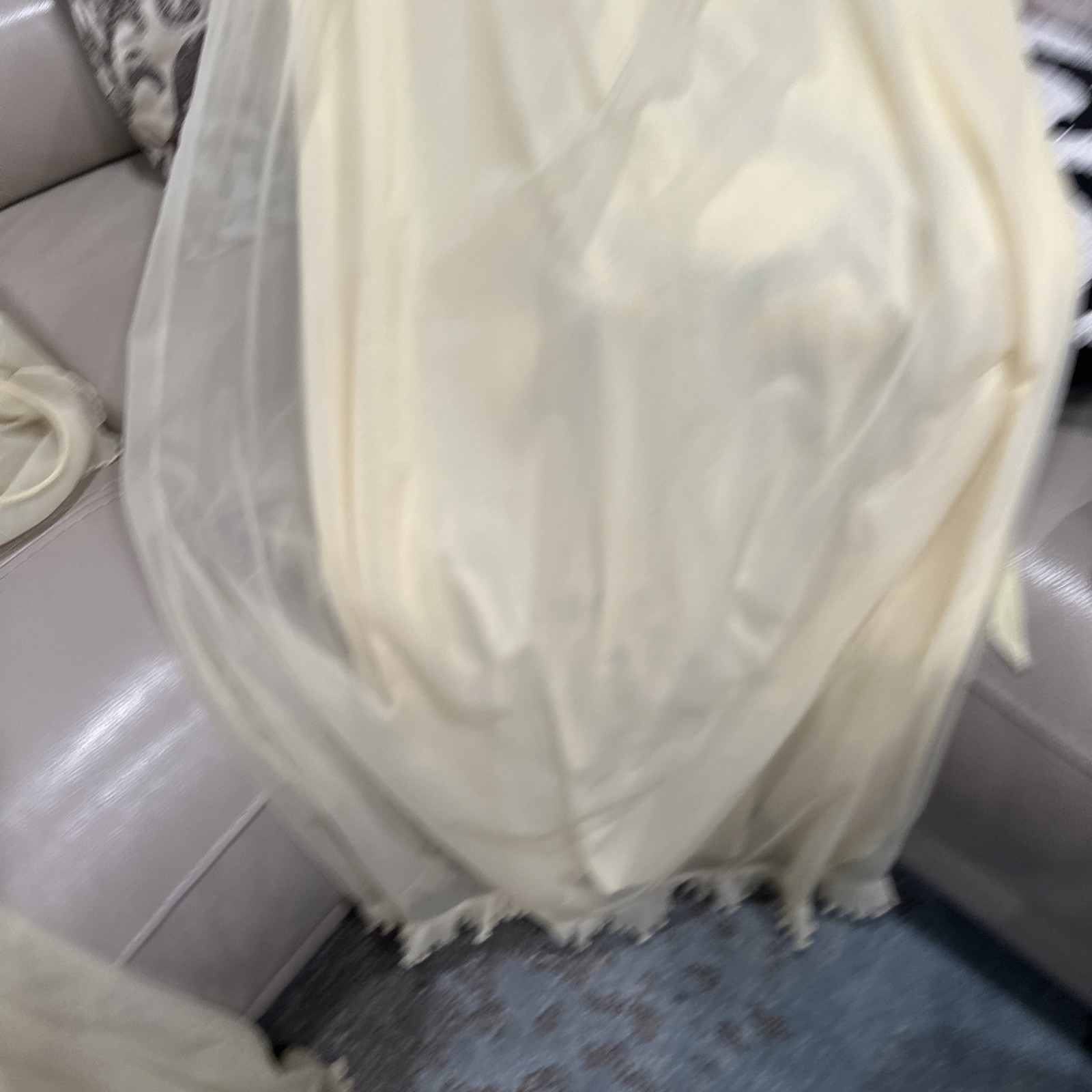 Vintage Evette 2-Piece Sheer Ivory Chiffon Peignoir Set Robe Nightgown Sz petite