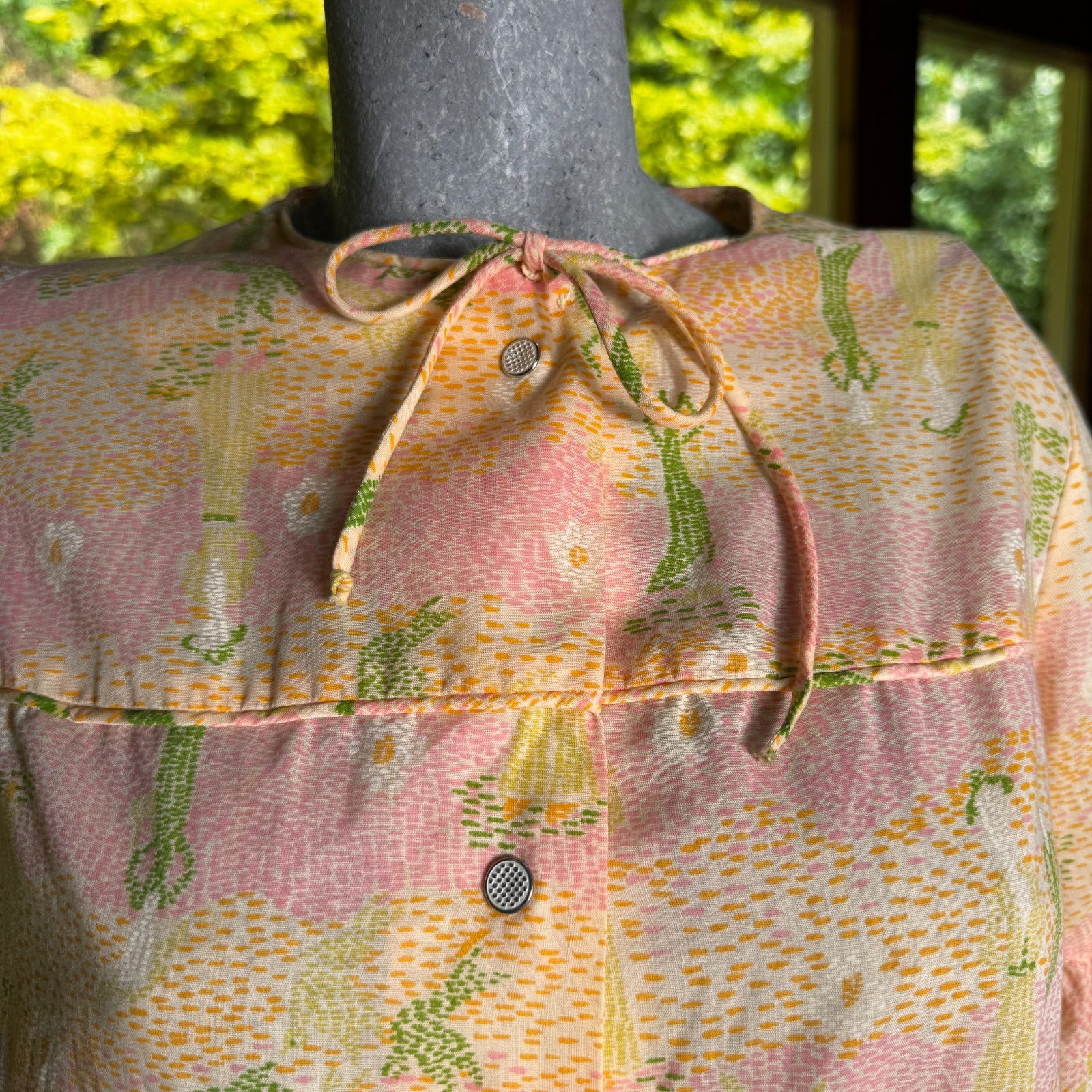Vintage 60s Lounge Craft House Coat Dress Robe Novelty Print ILGWU Size Medium