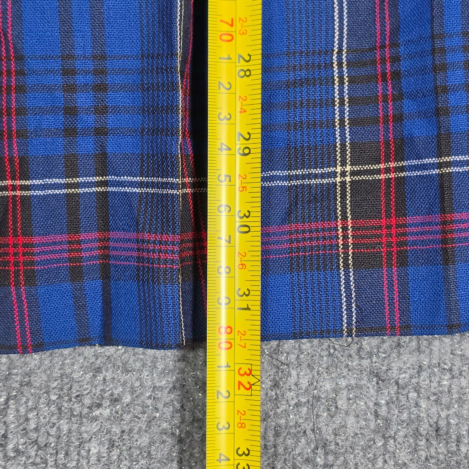 Pendleton Vintage Wool Plaid Pleated Midi Skirt Blue Red Size 16W Made in USA