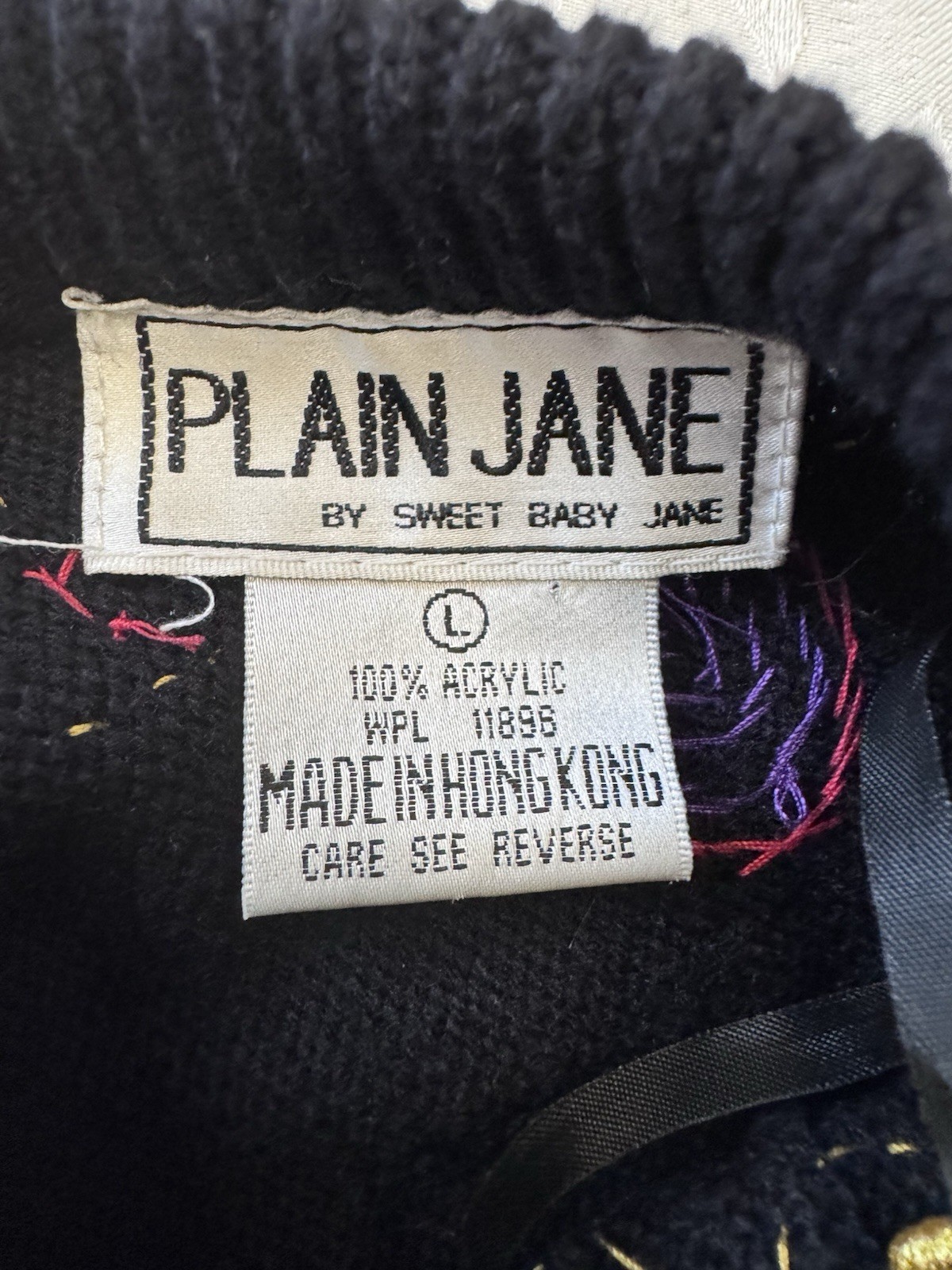 Plain Jane Sz L Black Sweater Dress Ugly Retro Maximalist Bling Sequin Novelty