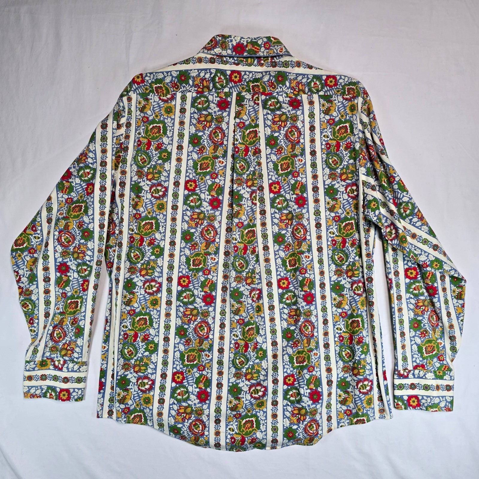 Vintage Habersham Floral Paisley Stripe Button Down Shirt 70s Psychedelic Blouse