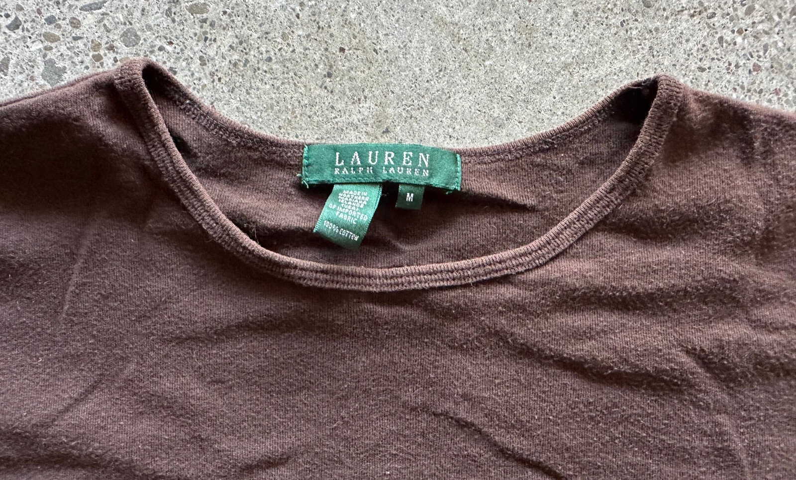 Vintage Polo Ralph Lauren Brown Imported Cotton Emblem Top Size M Made in USA