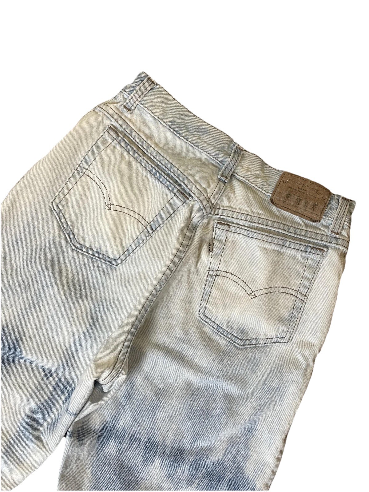 Vintage Levis 900 Series 901 Tie Dye Light Wash High Rise Tapered Jeans 24.5×27