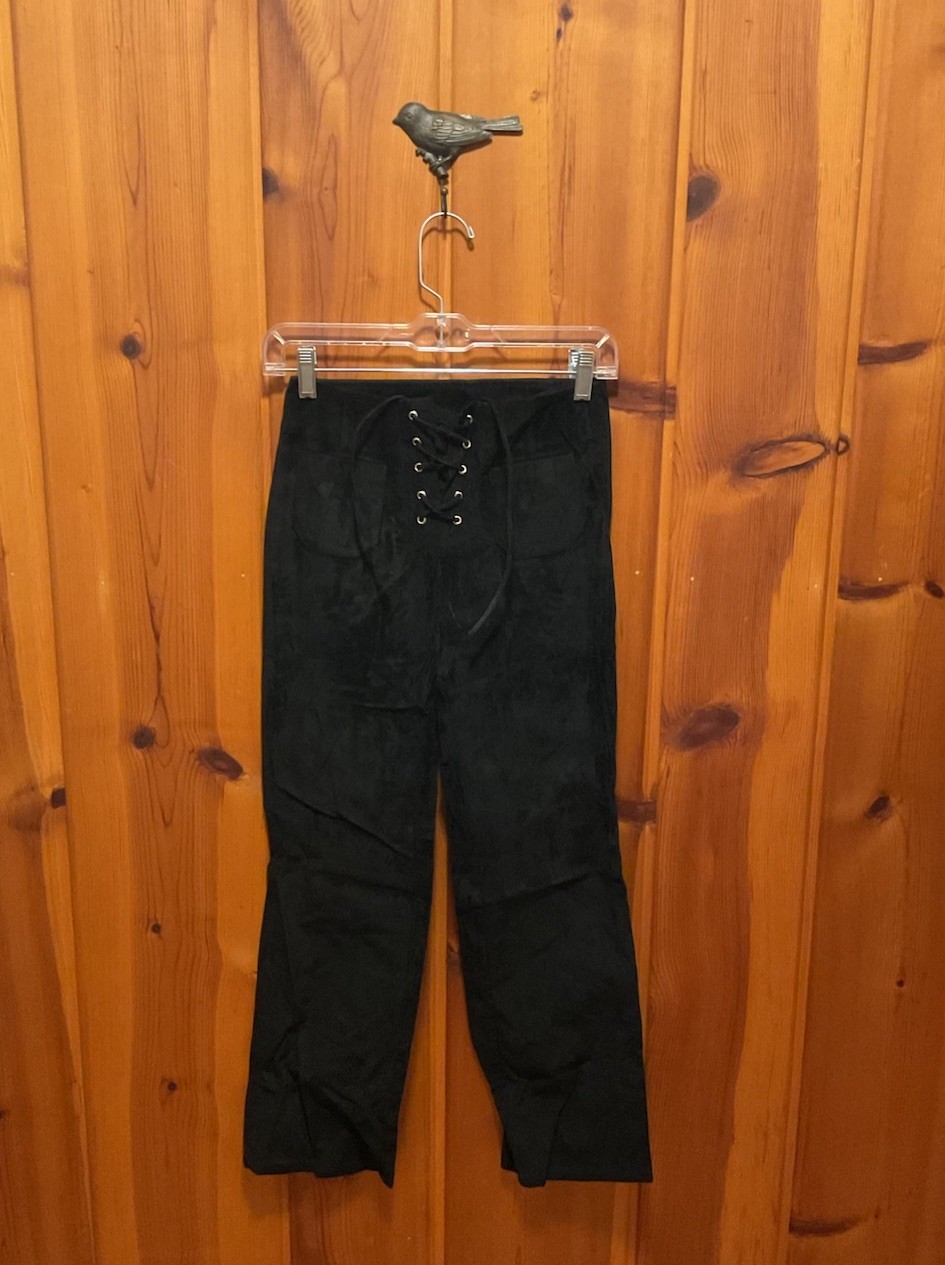 VTG 90’s Y2K Women’s 579 Faux Suede Black Lace Up Pants Size: 0