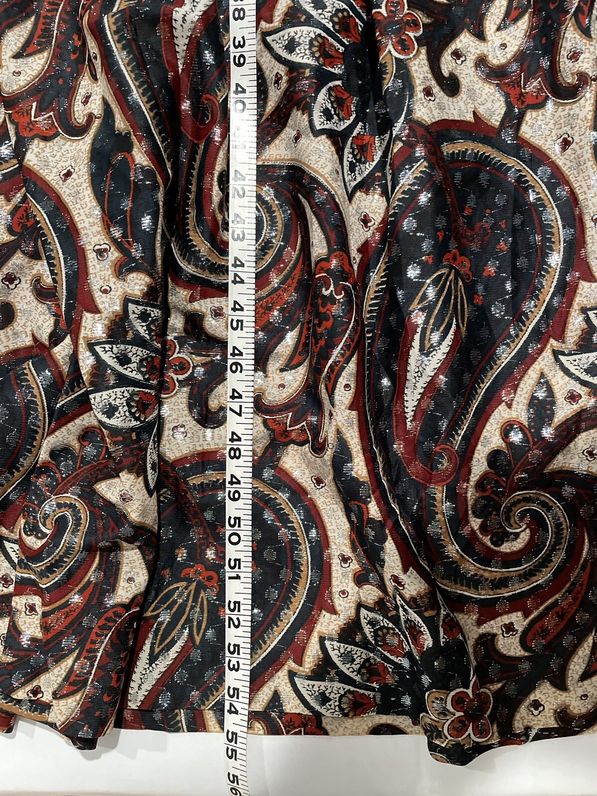 Vintage 1970s Hostess Dress Paisley Metallic Long Maxi 100 Parkhouse SZ M