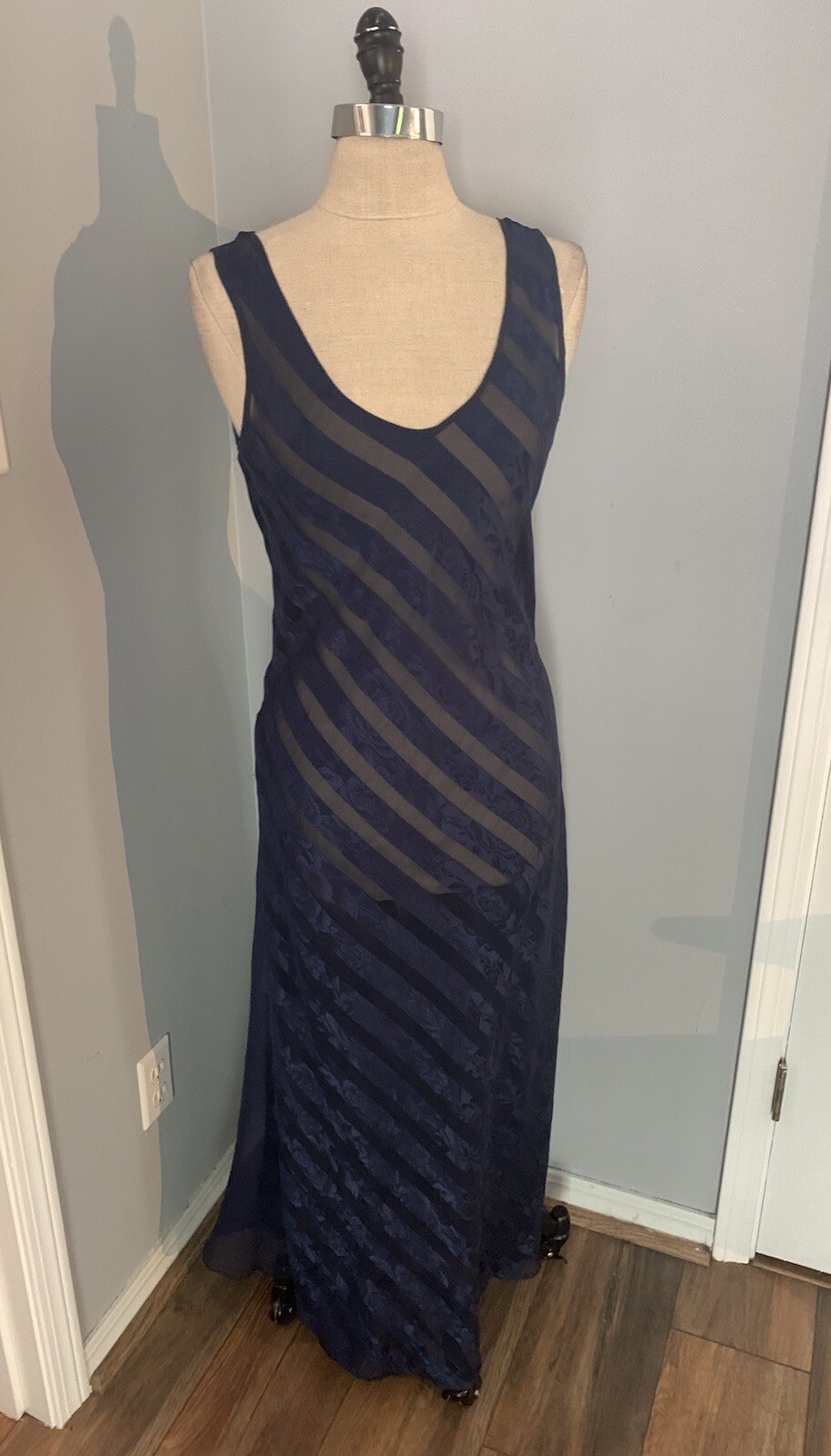 Vintage 80s Victorias Secret Gold Label Sheer Silk Maxi Slip Dress Backless Glam