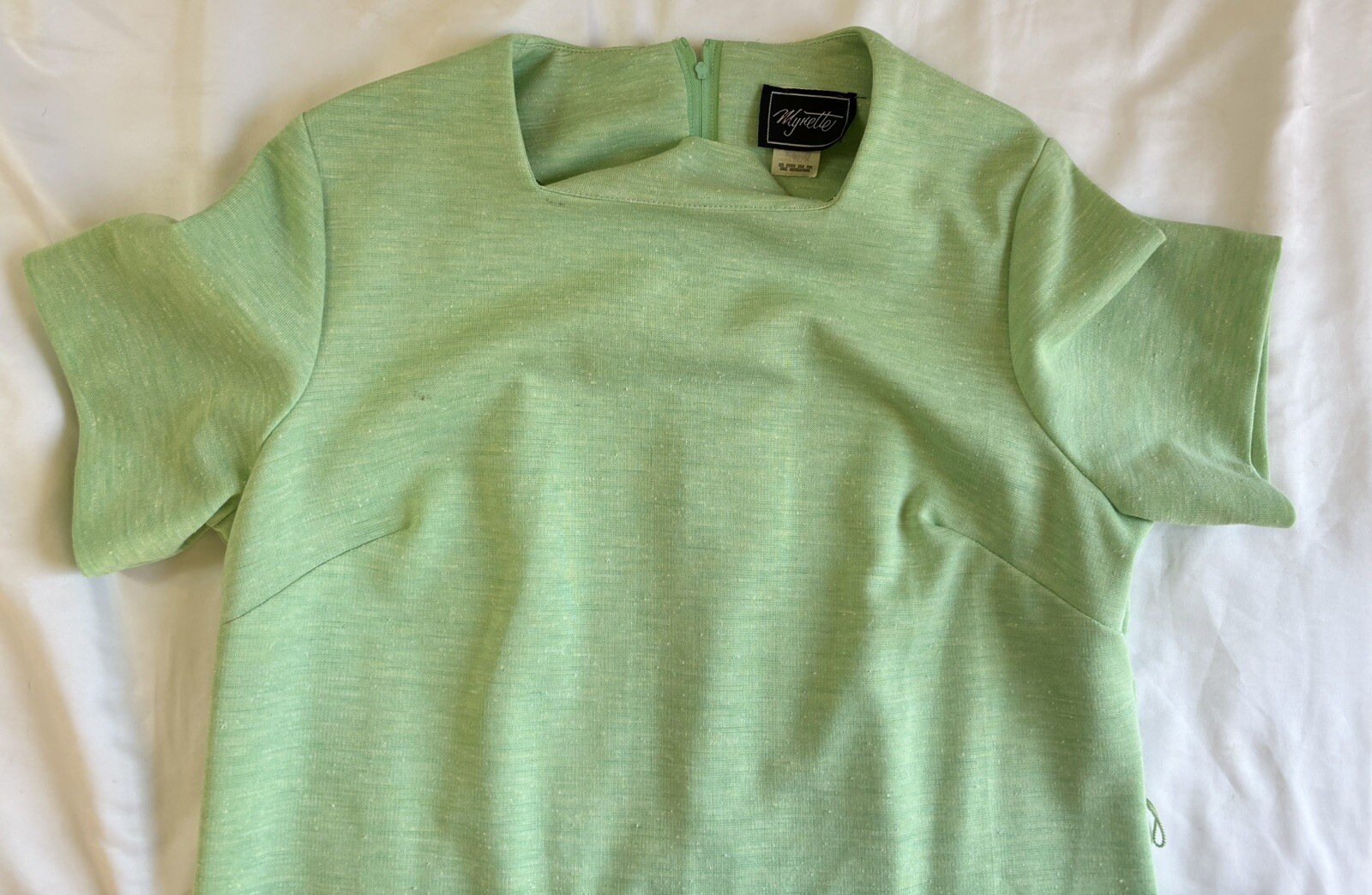 Vintage 60s 70s MOD Mynette Lime Green Poly Retro Dress & Top NEW Prop Old Stock