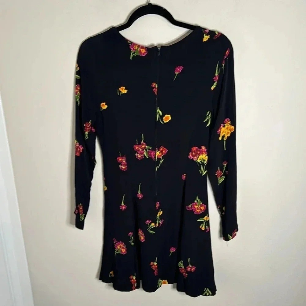 Betsey Johnson Vintage Y2K 90s Black Floral Mini Dress Small Whimsigoth Clueless