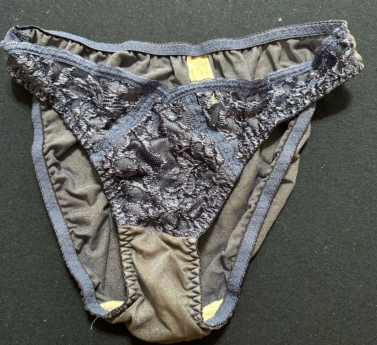 Vintage Victorias Secret Blue Nylon Lace Panties Size S Style 3907
