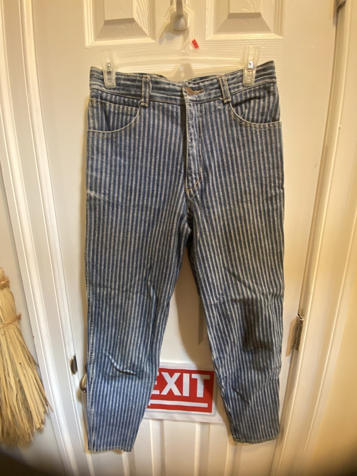 VTG 1980s High Waisted Striped GASOLINE JEANS | Paris, France | 100% Cotton | 28