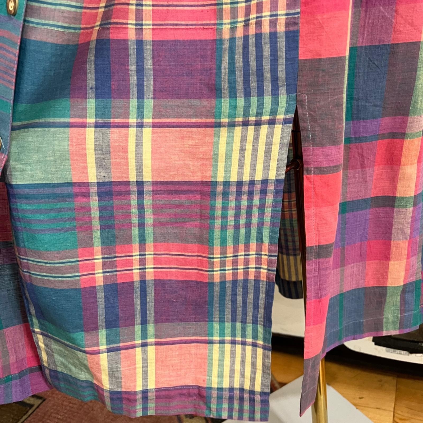 Vintage David Brooks Plaid Two Piece Skirt Set Pink Purple Cotton Preppy 90s 14