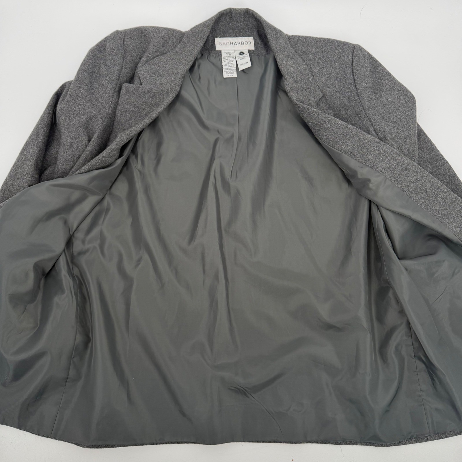 VTG Y2K Officecore Wool Blend Blazer Lot 2 Gray Navy Tailored Jackets 16