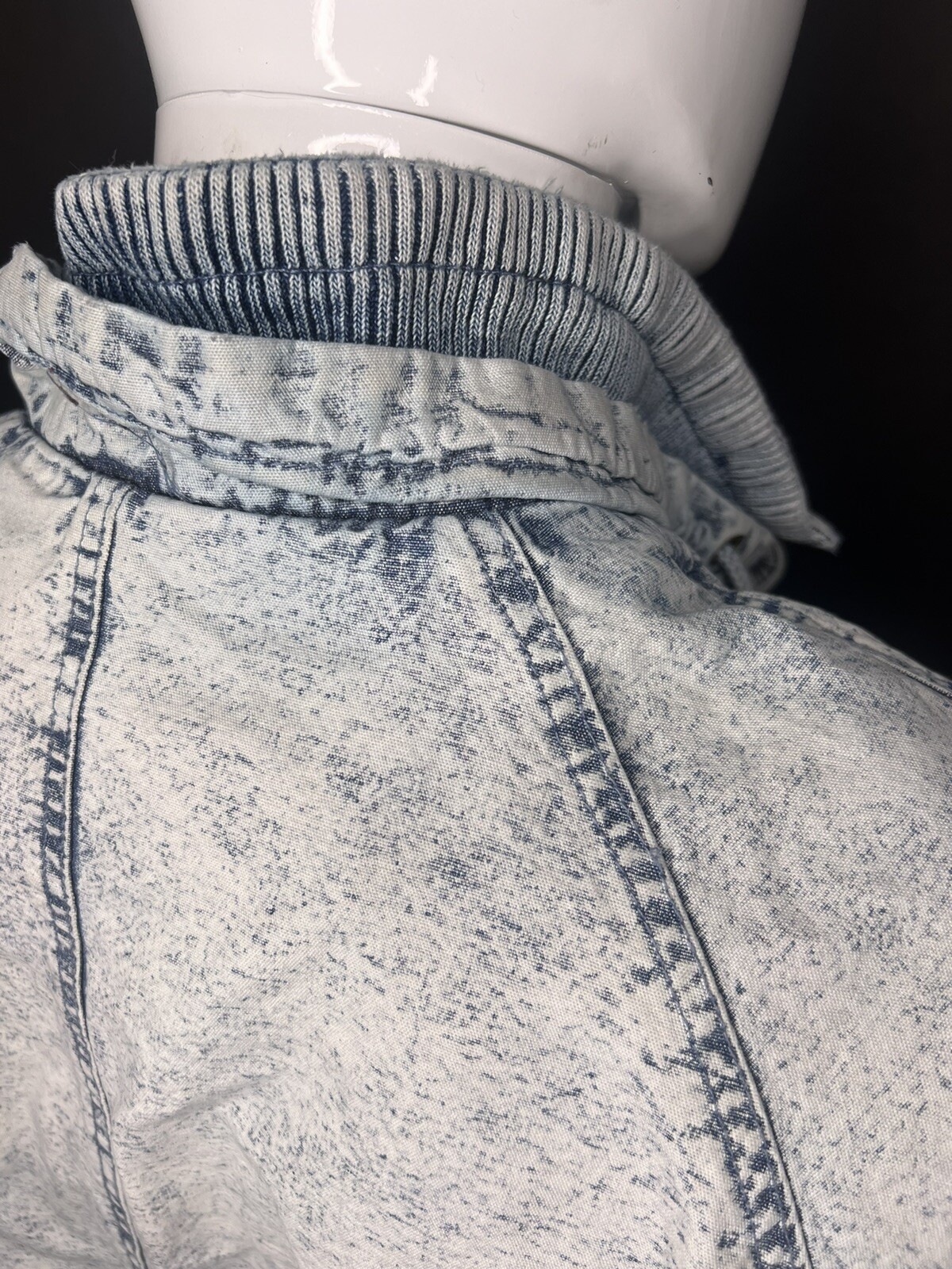 Vtg East West Coat Jacket Womens Lrg. Denim Stone Acid Wash 80’s Streetwear Y2K