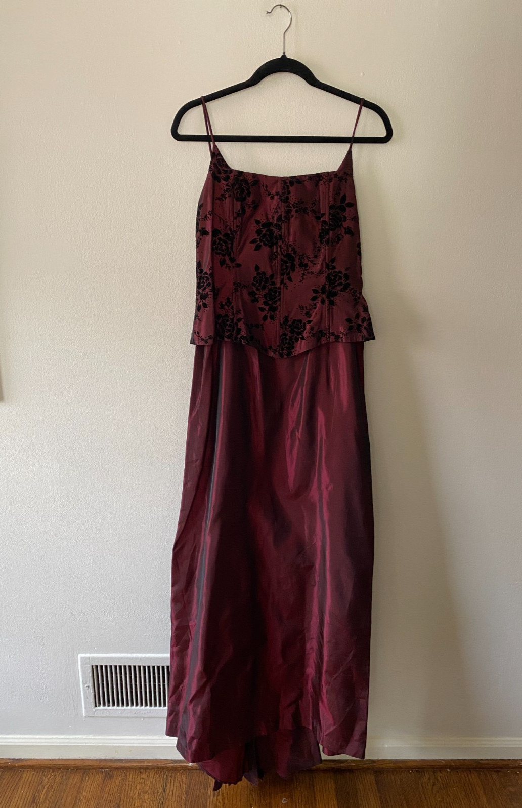 Vintage 1990s Red Velvet Corset Bustle Rosette Gothic Prom Gown Large Whimsygoth
