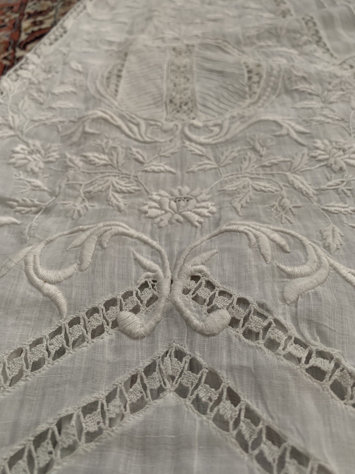 Rare 19th-Beginning of 20th Century Hand Made Lace & Embroidered Batiste Skirt