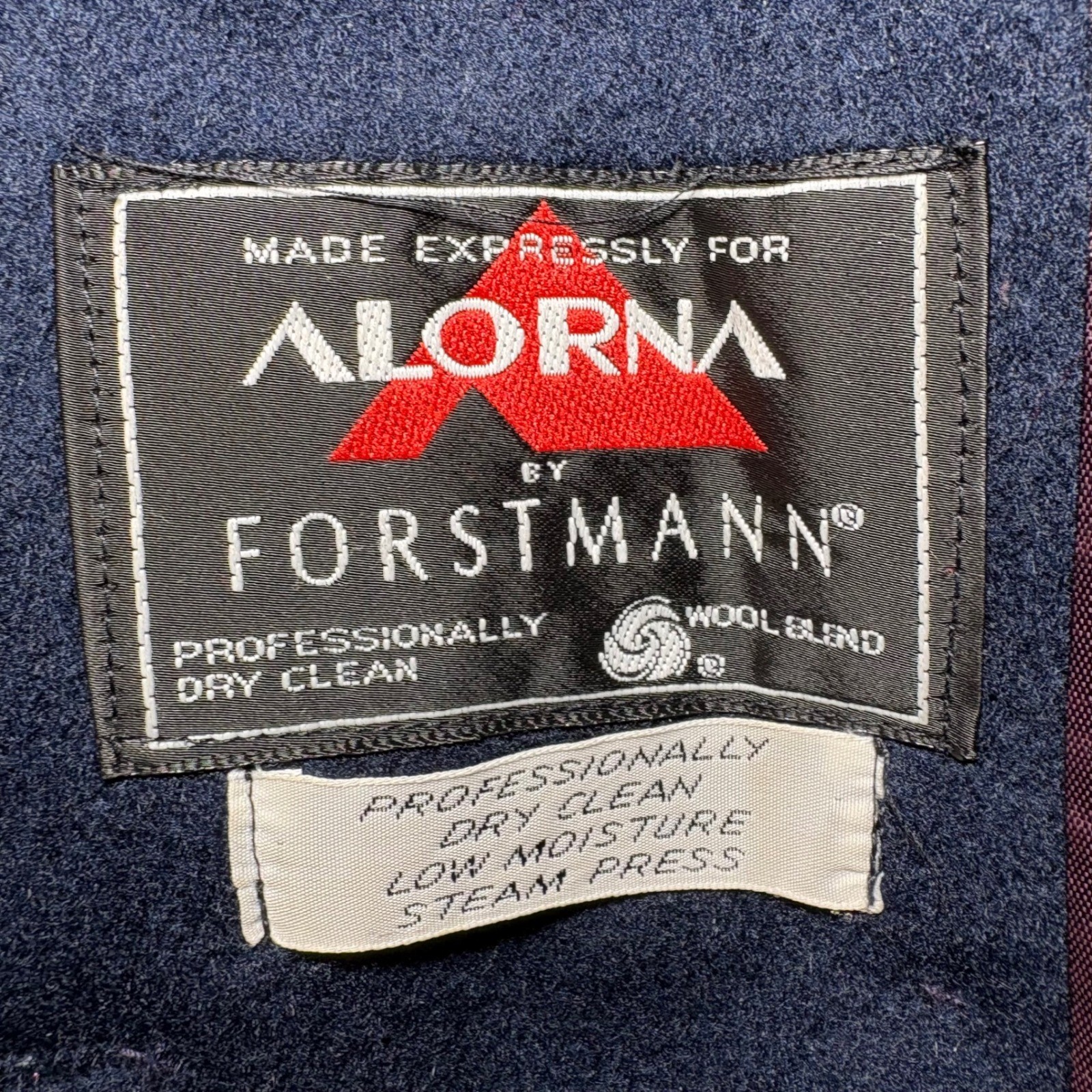 Vintage Alorna Forstmann Navy Wool Blend Pea Coat Made in USA Double Breasted