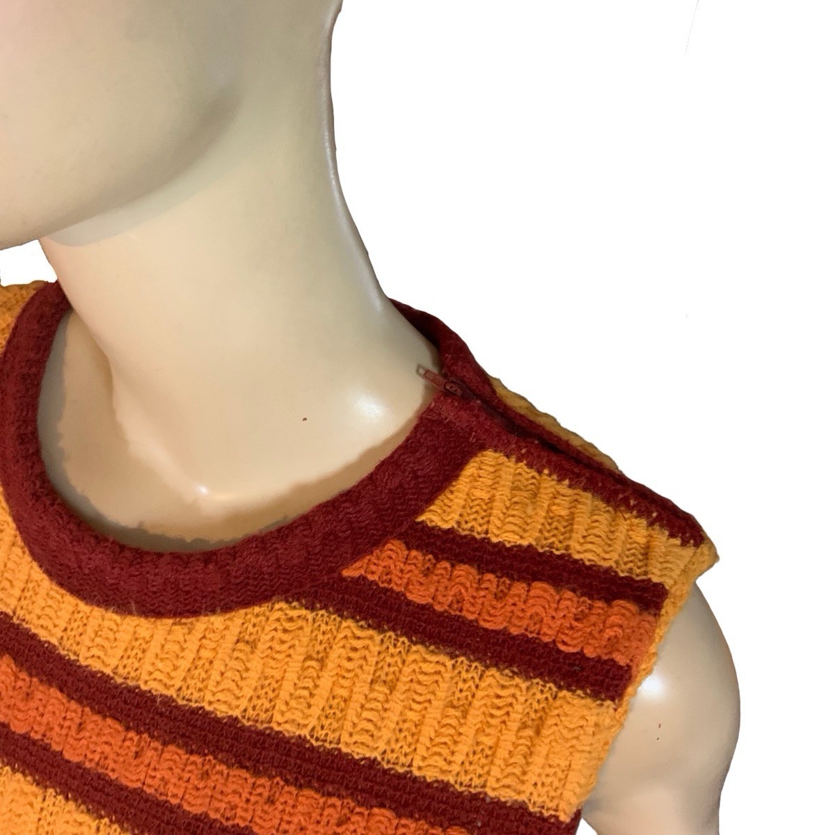 VINTAGE CIRCA 1970’S BEELINE YELLOW & BROWN CABLE KNIT SWEATER DRESS SIZE APPX L