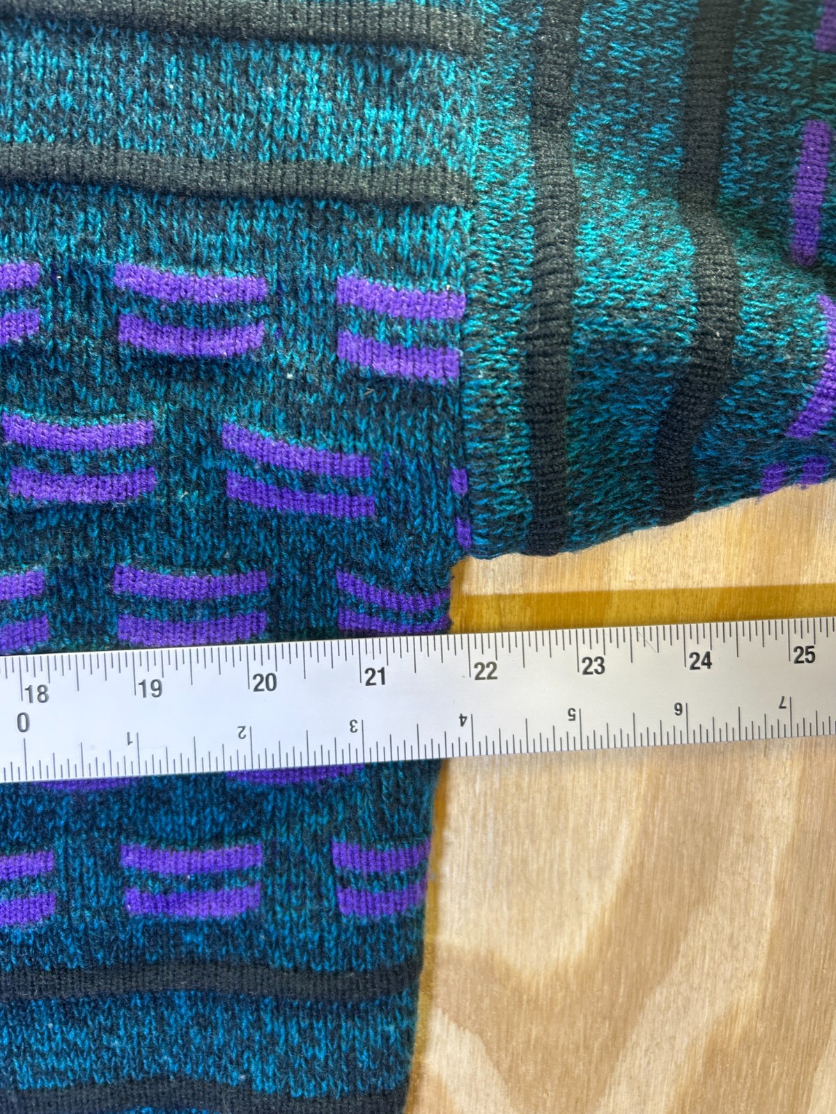 Vintage Bugle Boy Green/Purple Abstract Block Pattern Sweater 90s Mens Large