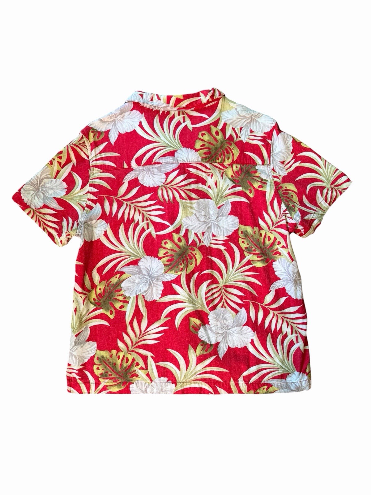 Vintage La Cabaña Hawaiian Shirt Womens Large Red Floral Rayon Y2K RN104521