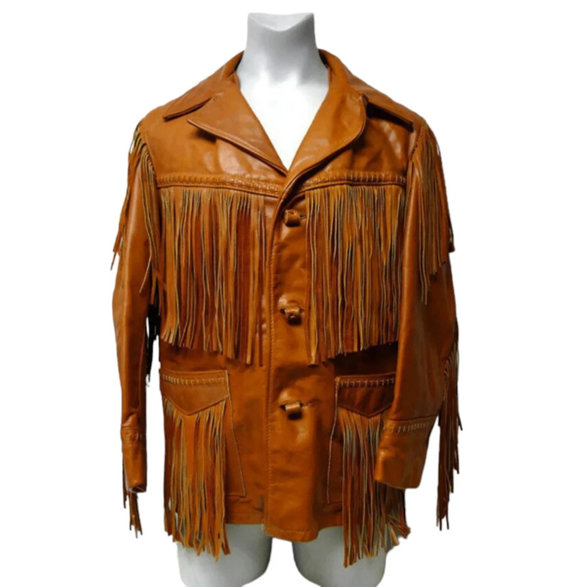RARE! VTG 70s – 80s Schott long fringe brown leather jacket . size 44