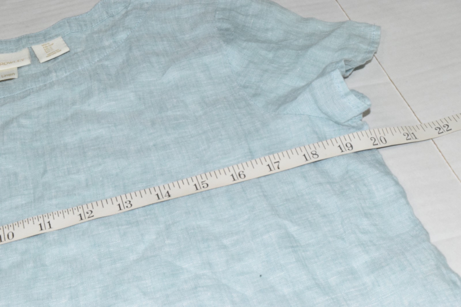 Vintage Womens Top Cynthia Rowley Size S 90s Sea Foam Linen Wooden Buttons