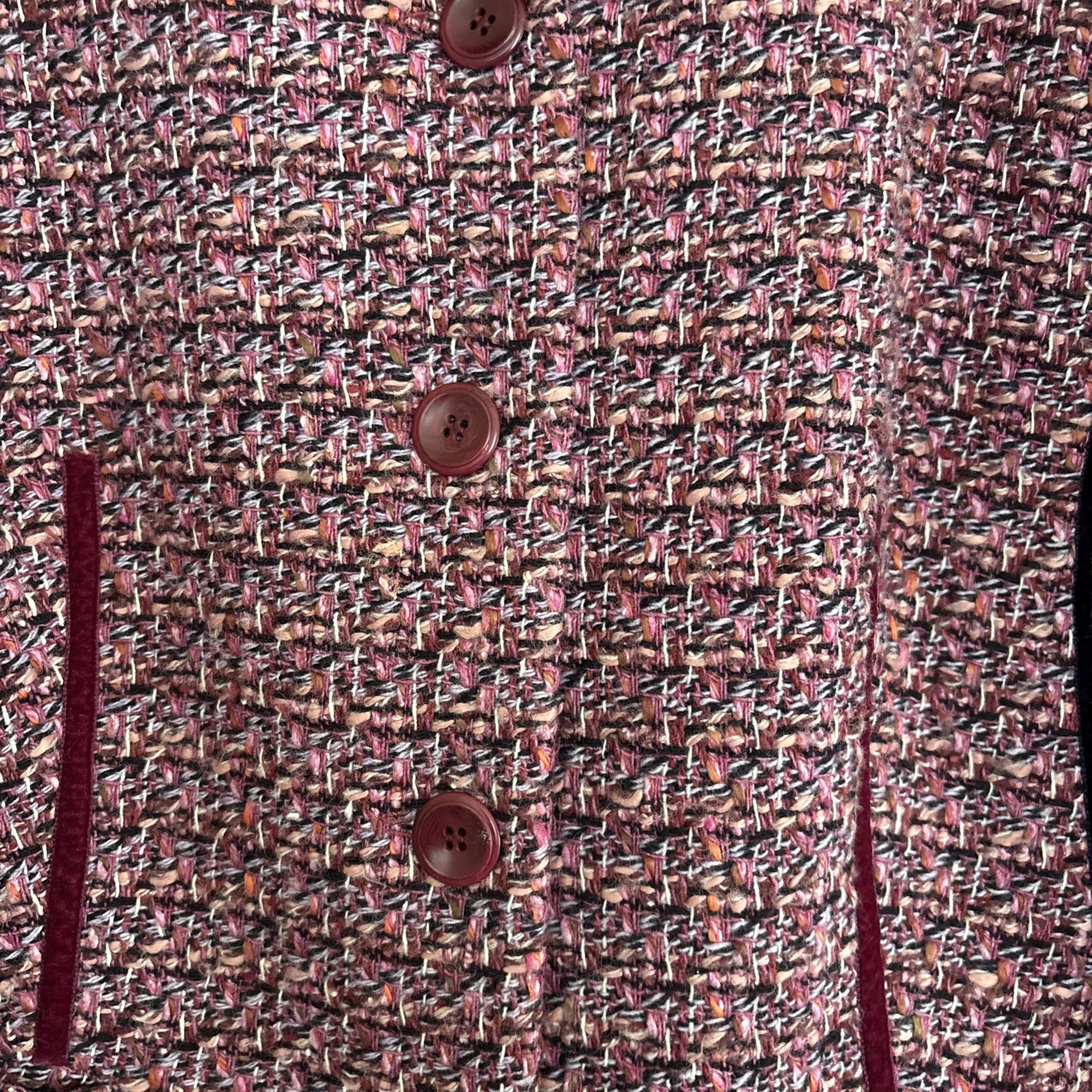 Vintage Apriori Pink Purple Black Wool Tweed Lined Blazer Jacket Size 16
