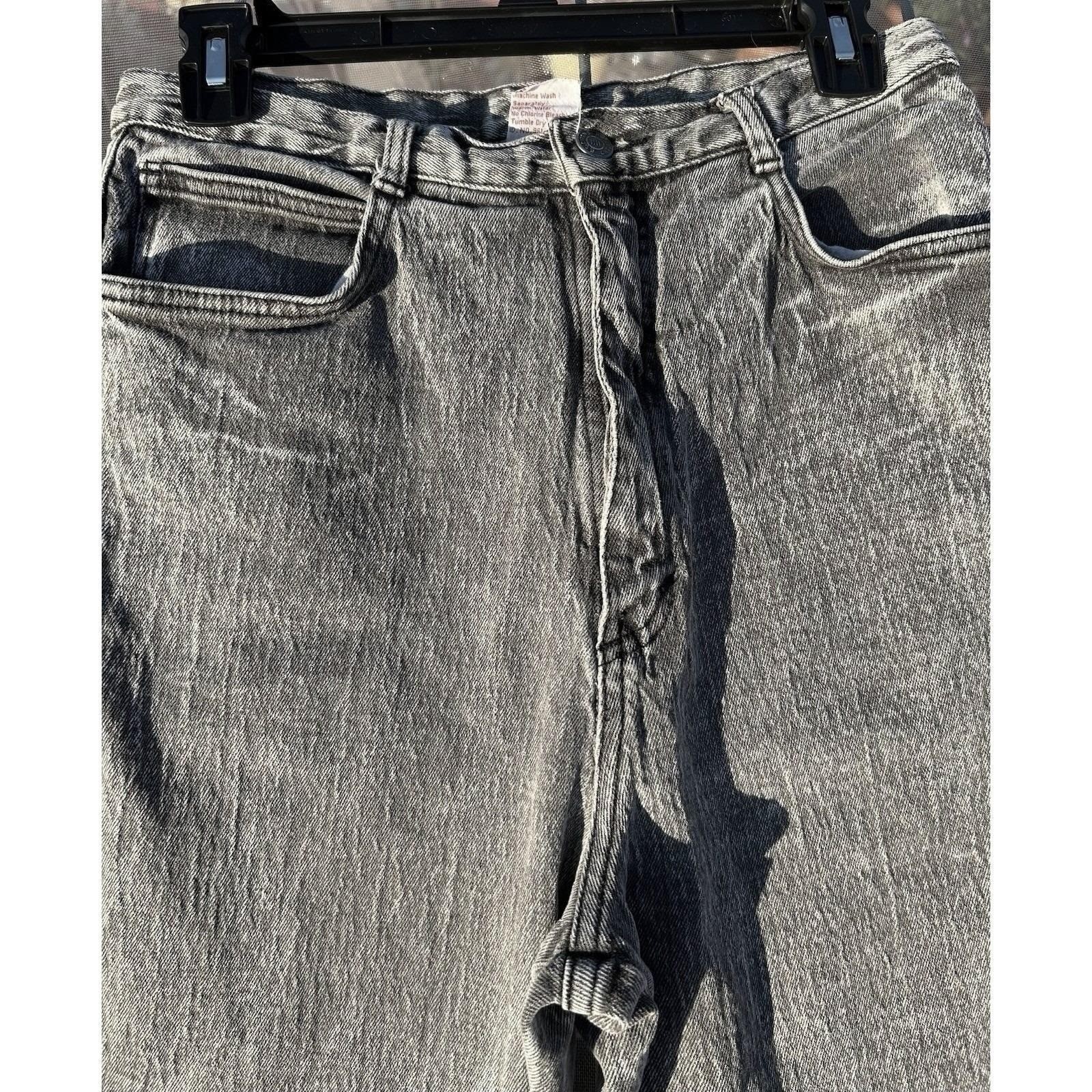 Wms Vtg 80s High Waist 26″ Acid Wash Gray Tapered Button Ankle Jeans PS Gitano