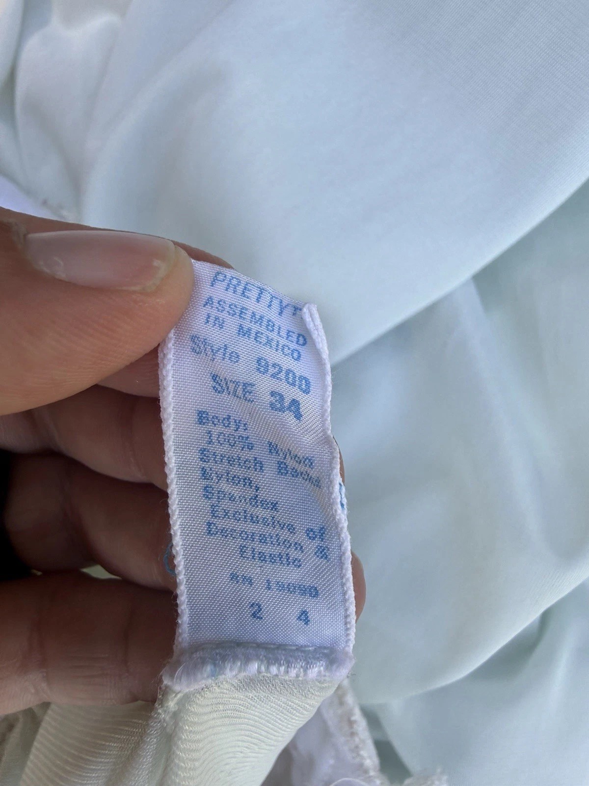 Vintage Olga Empire Waist Nightgown Chemise Sweep 34 Light Blue Padded Bra 9200