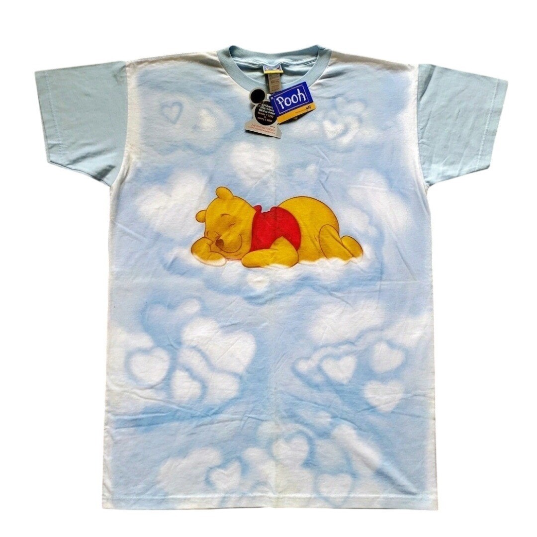 Y2K Vtg NWT Disney Winnie the Pooh Sleep Shirt NWT 1999 Blue Cloud Heart One SZ